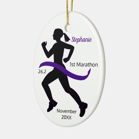 Woman Marathon Runner Ornament Paars (Links)