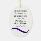 Woman Marathon Runner Ornament Paars (Achterkant)