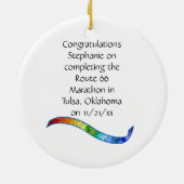 Woman Marathon Runner Puzzle Rainbow Ribbon Keramisch Ornament (Achterkant)