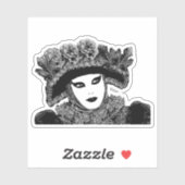Woman Mardi gras Maskerzwart-witte kunst Sticker (Vel)