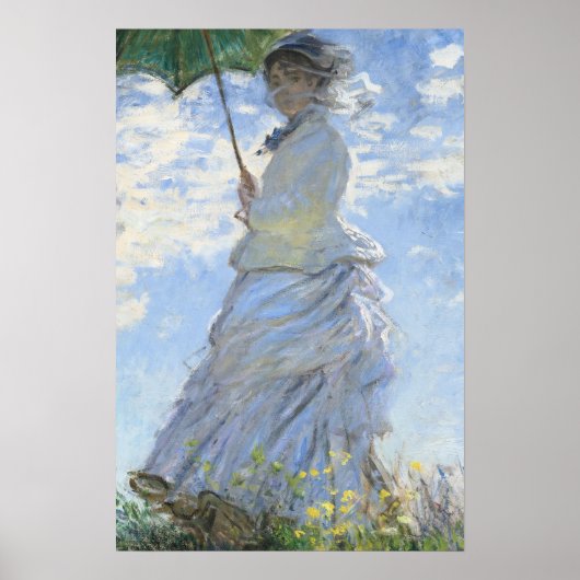 Woman Meadow Parasol Portret Poster (Voorkant)