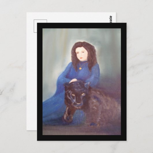Woman n Black Panther Postcard Briefkaart (Voorkant / Achterkant)