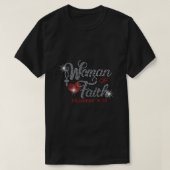Woman of Faith Bling Rhinestone Funny Christian Bi T-shirt (Design voorkant)