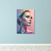 Woman of the Future Futuristic Geometric  Canvas Afdruk (Insitu (Houten vloer))