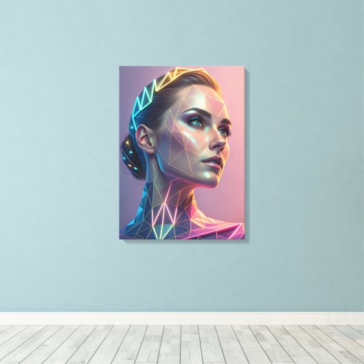 Woman of the Future Futuristic Geometric Canvas Afdruk (Insitu (Houten vloer))