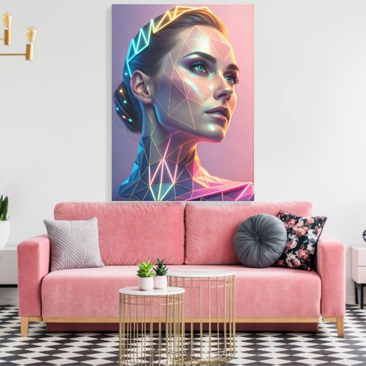 Woman of the Future Futuristic Geometric Canvas Afdruk (Insitu (Woonkamer))