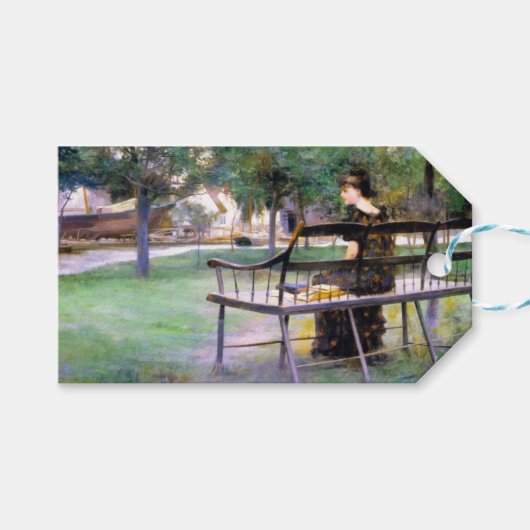 Woman on a Bench (door Edwin Austin Abbey) Cadeaulabel (Voorkant (Horizontaal))