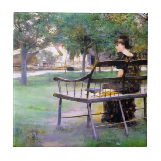 Woman on a Bench (door Edwin Austin Abbey) Tegeltje (Voorkant)