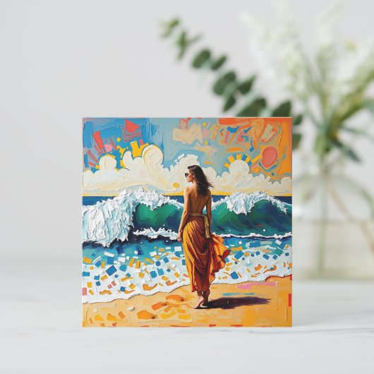 Woman on Beach Abstract Seaside Art  (Staand voorkant)