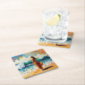 Woman on Beach Abstract Seaside Art Kartonnen Onderzetters (Insitu)