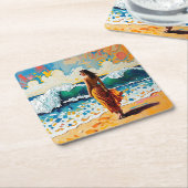 Woman on Beach Abstract Seaside Art Kartonnen Onderzetters (Schuin)