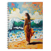 Woman on Beach Abstract Seaside Art Notitieboek (Voorkant)
