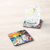 Woman on Beach Tropical Scene Bier Onderzetter (Rechterzijde)