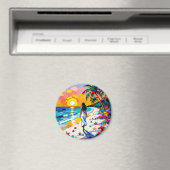 Woman on Beach Tropical Scene Magneet (Insitu (Vaatwasser))