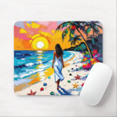 Woman on Beach Tropical Scene Muismat (Met muis)