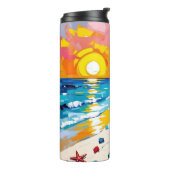 Woman on Beach Tropical Scene Thermosbeker (Gedraaid links)