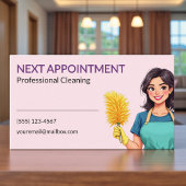 Woman Pink Cleaning Service Appointment Card Afsprakenkaartje