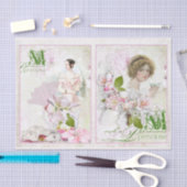 Woman Pink Floral Butterfly Lace Decoupage Tissuepapier (Craft)