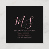 Woman Pink Hair Faux Gold Glitter Salon Beauty Vierkante Visitekaartje (Achterkant)