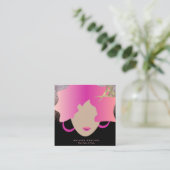 Woman Pink Hair Faux Gold Glitter Salon Beauty Vierkante Visitekaartje (Staand voorkant)