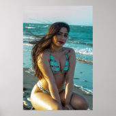 Woman Posing By The Seaside Poster (Voorkant)