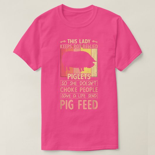 Woman Pot Bellied Pig Design - Vrouw Varkenshouder T-shirt (Design voorkant)