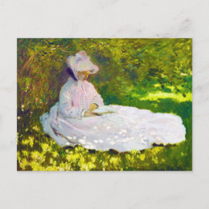 Woman Reading Claude Monet Briefkaart