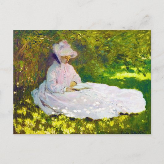 Woman Reading Claude Monet Briefkaart (Voorkant)