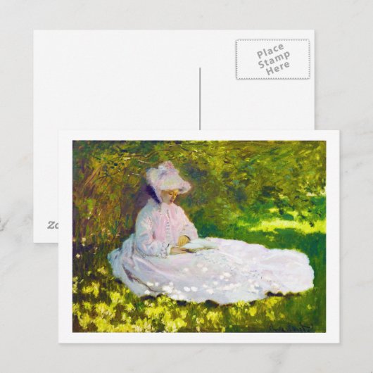 Woman Reading Claude Monet Briefkaart (Voorkant / Achterkant)
