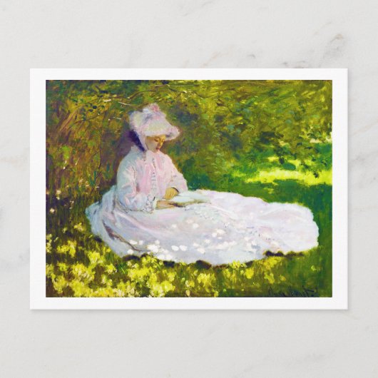 Woman Reading Claude Monet Briefkaart (Voorkant)