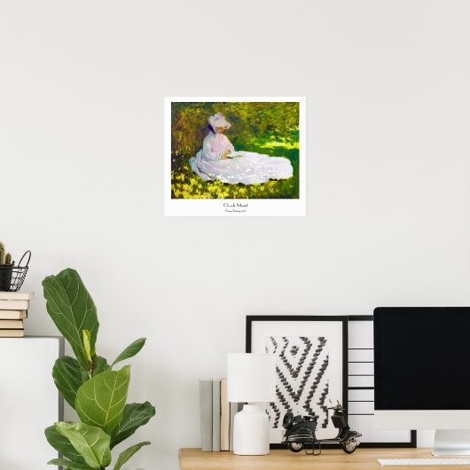 Woman Reading Claude Monet Poster (Thuiskantoor)