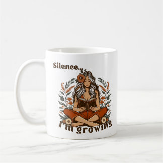 Woman reading in silence – Bohemian floral design  Koffiemok