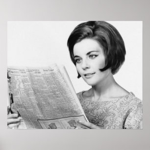 Woman Reading Newpaper Poster