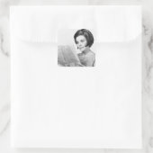 Woman Reading Newpaper Vierkante Sticker (Tas)