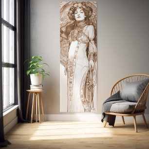 Woman Red Crayon Studie Alphonse Mucha Art Nouveau Poster