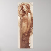 Woman Red Crayon Studie Alphonse Mucha Art Nouveau Poster (Voorkant)