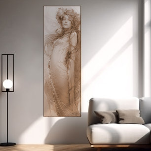 Woman Red Crayon Studie Alphonse Mucha Belle Epoch Poster