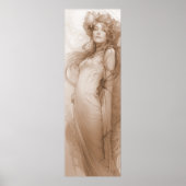 Woman Red Crayon Studie Alphonse Mucha Belle Epoch Poster (Voorkant)
