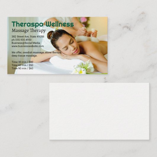 Woman Relaxing at Spa | Massage Session Visitekaartje (Voorkant / Achterkant)
