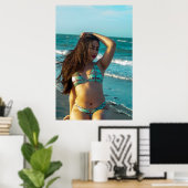 Woman Relaxing On A Sunny Beach Poster (Thuiskantoor)