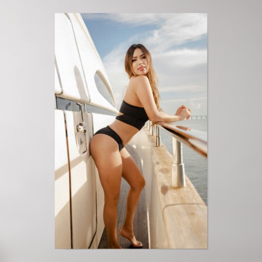 Woman Relaxing On Yacht Poster (Voorkant)