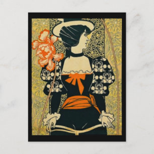 Woman Riding Bike Briefkaart