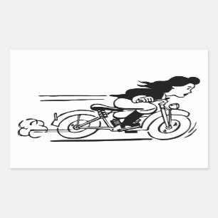 Woman Riding Motorcycle Biker Chick Art Rechthoekige Sticker