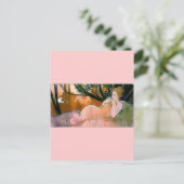 Woman roze Mucha Art Nouveau Briefkaart (Staand voorkant)