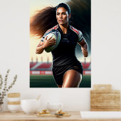 Woman Rugby Player Art Poster (Keuken)