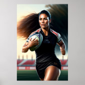 Woman Rugby Player Art Poster (Voorkant)