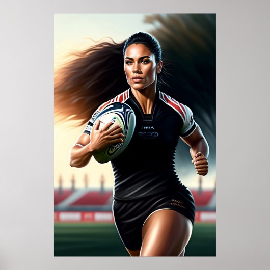 Woman Rugby Player Art Poster (Voorkant)