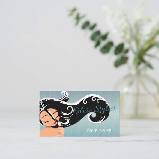 Woman Salon Hair Stylist Visitekaartje (Staand voorkant)