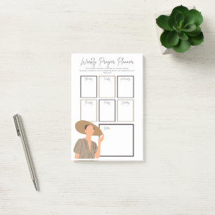 Woman Scripting Weekly Prayer Planner Note