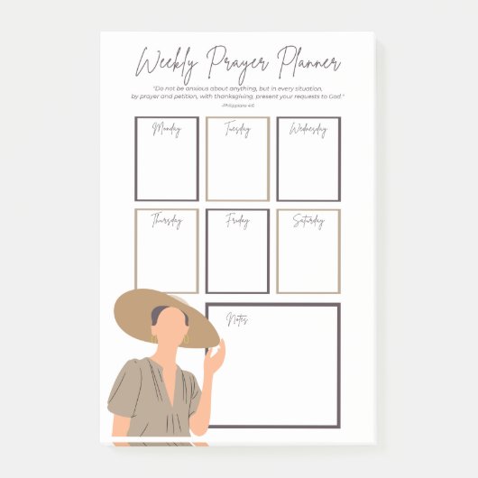 Woman Scripting Weekly Prayer Planner Note (Voorkant)